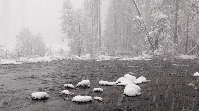 优山美地国家公园的雪景视频素材