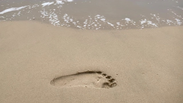 沙滩上的脚印视频素材