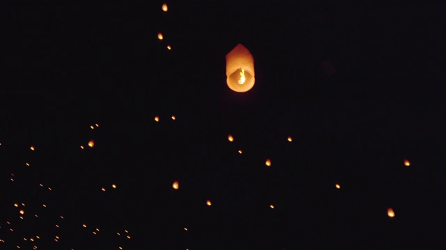 天灯飞向夜空视频素材