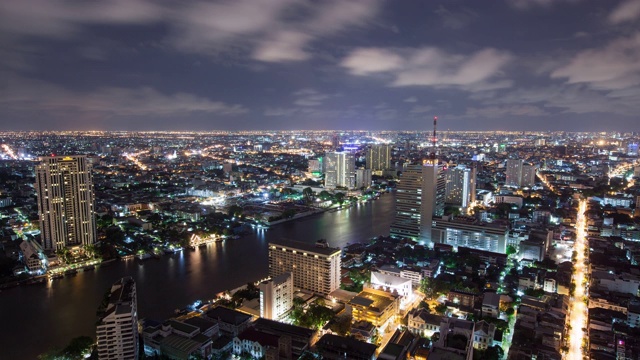 曼谷泰国雷暴在夜间时间流逝视频素材