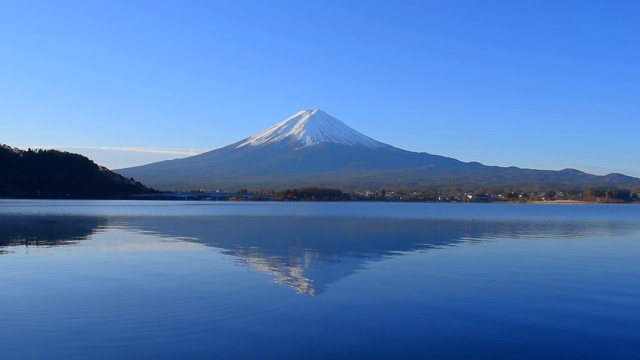 富士山和日本川口湖的蓝天视频素材