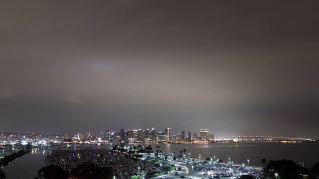 圣地亚哥夜晚天际线的时间流逝视频素材