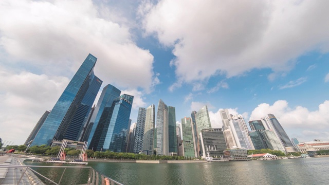 新加坡延时4K，滨海湾城市天际线运动延时(Hyperlapse)视频素材