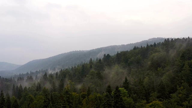 在雾中的山脉鸟瞰图视频素材