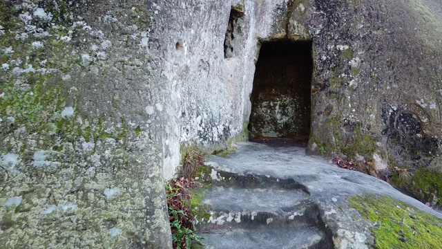 森林中的岩石修道院视频素材