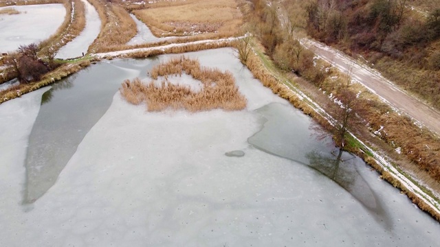 冰冻湖冬季无人机视频视频素材