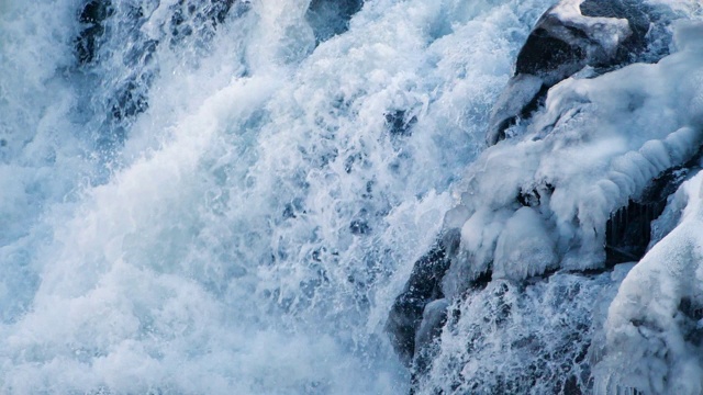 水结构。自然背景。瀑布在冰岛视频素材