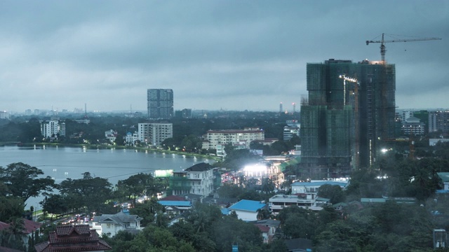 雨落在仰光市，时间流逝视频视频素材