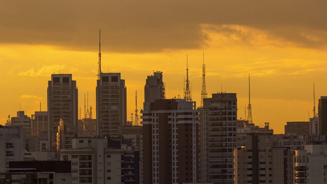 城市天际线日落时间流逝视频素材