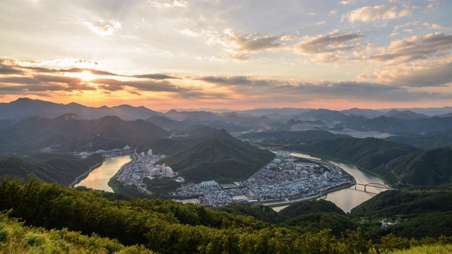 从Yangbangsan天文台/丹阳郡，忠清北道，韩国视频素材