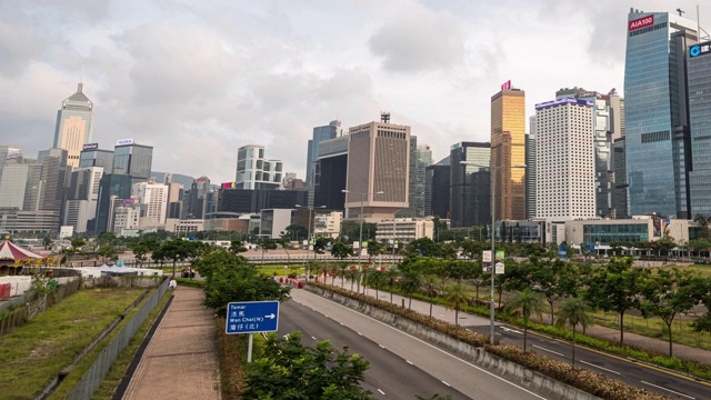 延时:香港中环及金钟天际线大厦日落视频素材