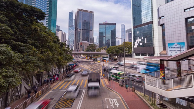 4K延时缩小:香港高峰时段的人群或行人。视频素材