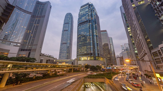 4K时间推移:香港市区的城市景观。视频素材