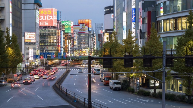 4K延时路，晚上到新宿区。视频素材