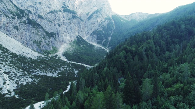 无人机的观点在阿尔卑斯山谷与道路视频素材