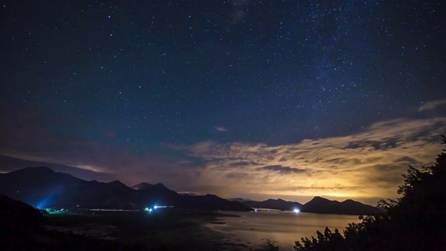 黑山斯卡达尔湖夜晚的时光流逝视频下载