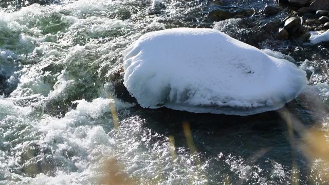 湖溪-科罗拉多-雪岩视频素材