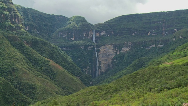 山脉，田野和瀑布视频素材