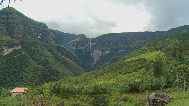 山脉，田野和瀑布视频素材