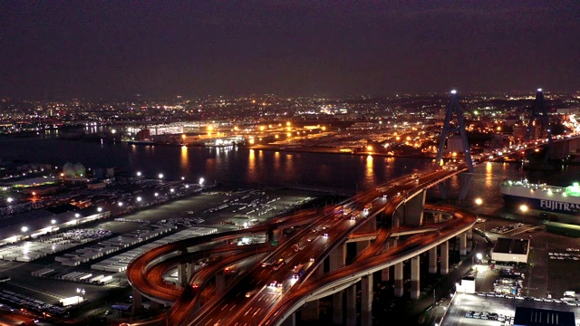 公路夜景鸟瞰图视频素材