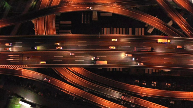 公路夜景鸟瞰图视频素材