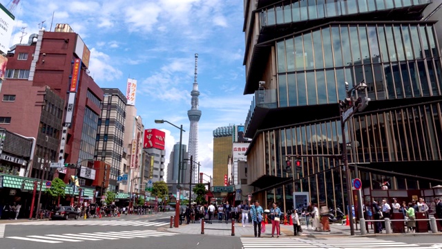 4K延时:日本东京浅草街附近的市场上挤满了行人。视频素材