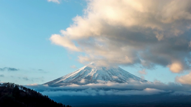 4K延时:在一个无聊的川口湖富士山视频素材