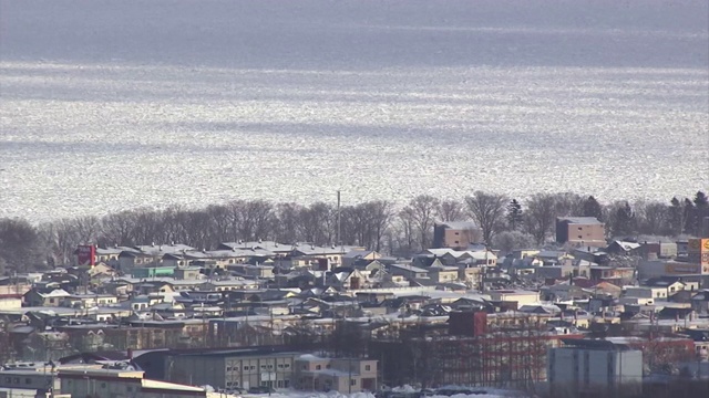 日本北海道镇外的浮冰视频素材