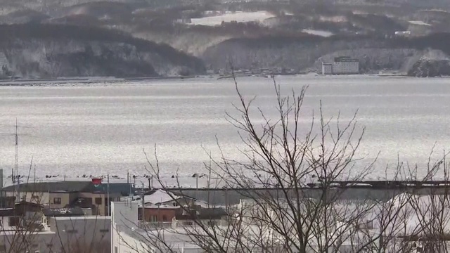 漂流冰到达海岸，北海道，日本视频素材