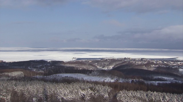 漂流冰到达海岸，北海道，日本视频素材