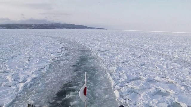 被浮冰覆盖的海洋，北海道，日本视频素材