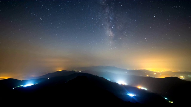 黄麻山/平川郡，庆尚南道，韩国夜空景色视频素材