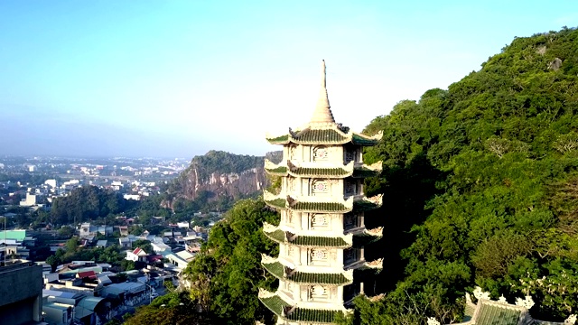 塔在城市附近的热带雨林深处的空中运动视频素材