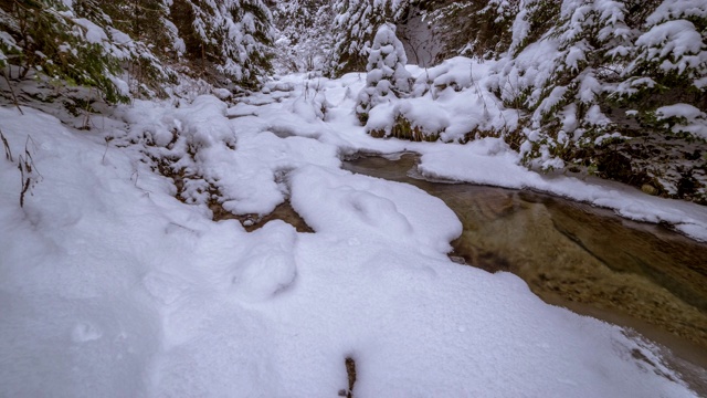 冬季山溪时光流逝视频素材