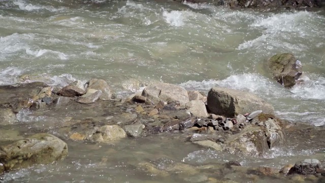 森林里狂风暴雨的山河视频素材