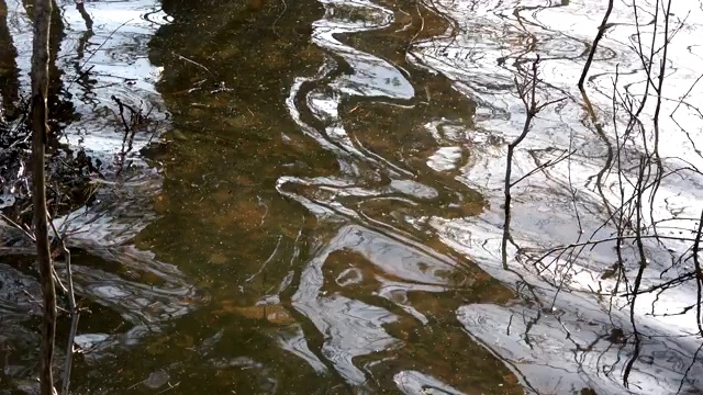 泉水洪水和树木倒影抽象的视频背景视频素材