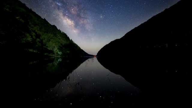 韩国江原道水库的夜景视频素材