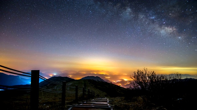 黄麻山/平川郡，庆尚南道，韩国夜空景色视频素材