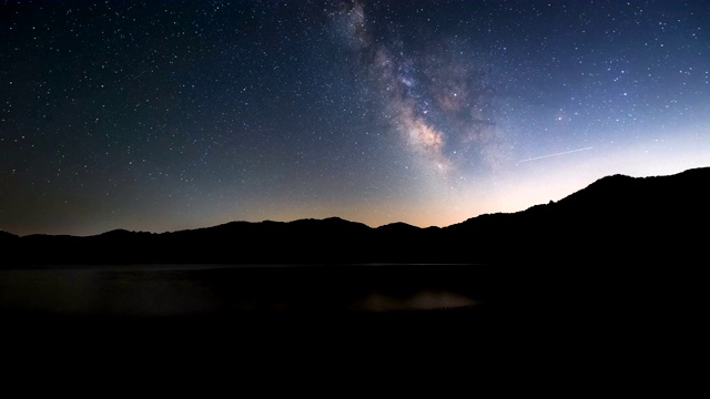 韩国庆尚北道安东湖/安东寺的夜空景色视频素材