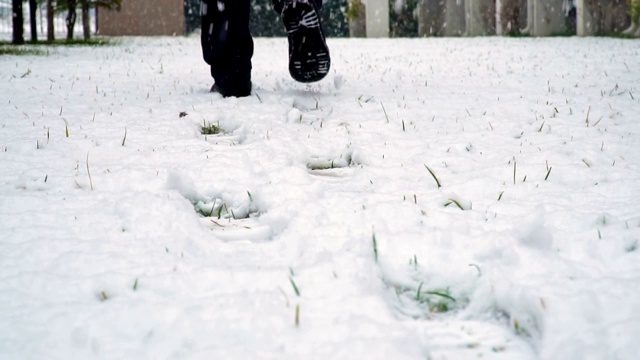 走在雪视频素材