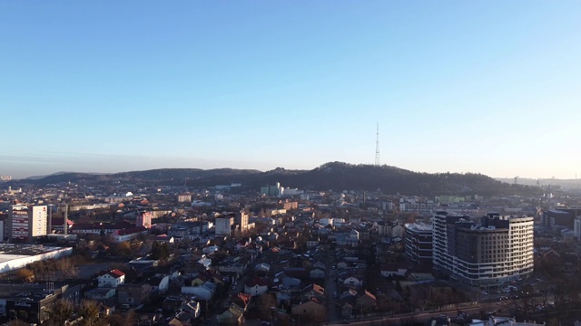 鸟瞰利沃夫，乌克兰，日落视频素材