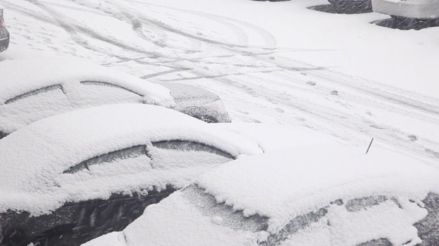 停车场里的车被雪覆盖着视频下载