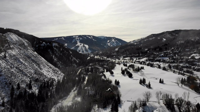 比弗溪科罗拉多滑雪区无人机剪辑在冬天视频素材