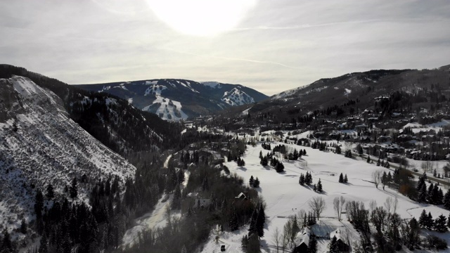 比弗溪科罗拉多滑雪区无人机剪辑在冬天视频素材