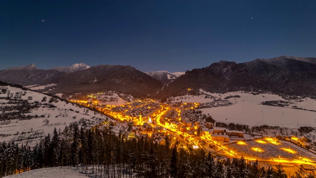 夜景如画的山村视频下载