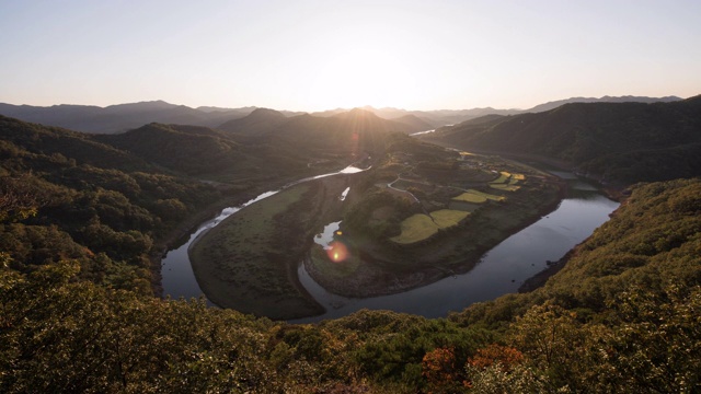 日落风景/全拉岛伊姆希尔枪，韩国视频素材