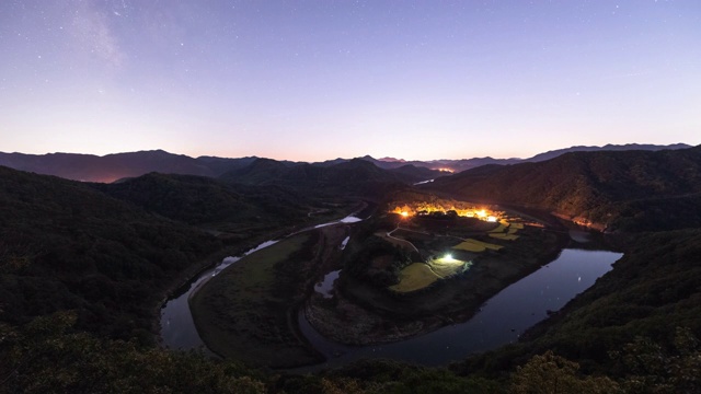 夜空风景/全拉岛伊姆希尔枪，韩国视频素材