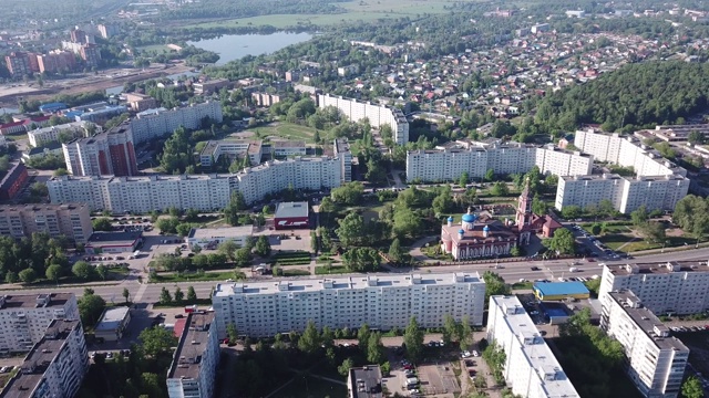 俄罗斯城市Orekhovo-Zuyevo风景如画的鸟瞰图视频素材