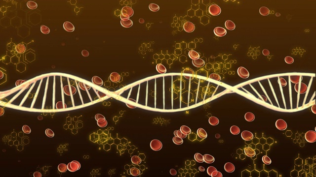 DNA双螺旋三维虚拟现实科学显微镜下监控动画背景视频素材