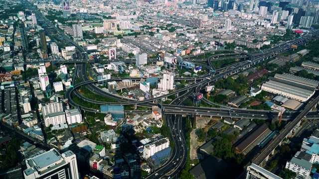 泰国曼谷高速公路鸟瞰图视频素材